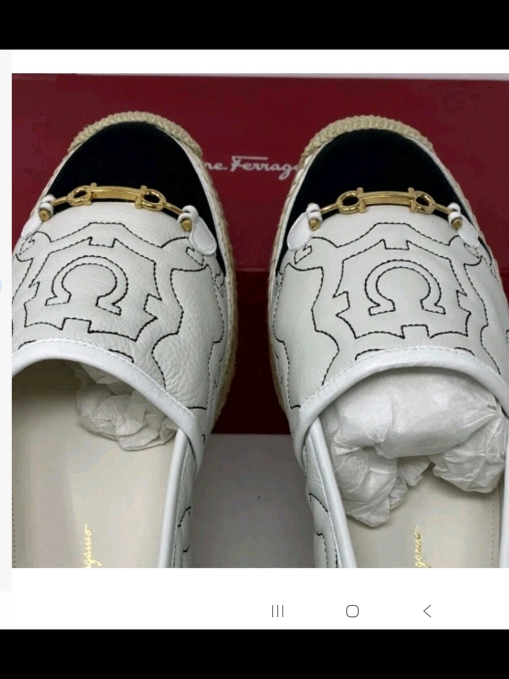 Salvatore FERRAGAMO Kim Gal White Leather Bianco Espadrilles Size 8.5 NWB
